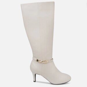 Karen Scott | Hanna Boot - White Chain Wide Calf Hanna Almond Kitten Heel